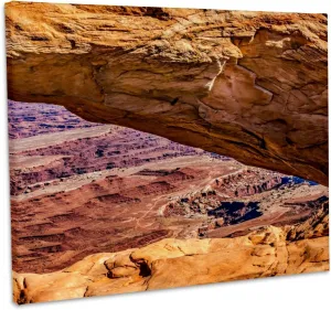 3dRose, Mesa Arch, Red Rock Canyons, Canyonlands National Park, Moab, Utah, Museum Grade Canvas Wrap 10x8