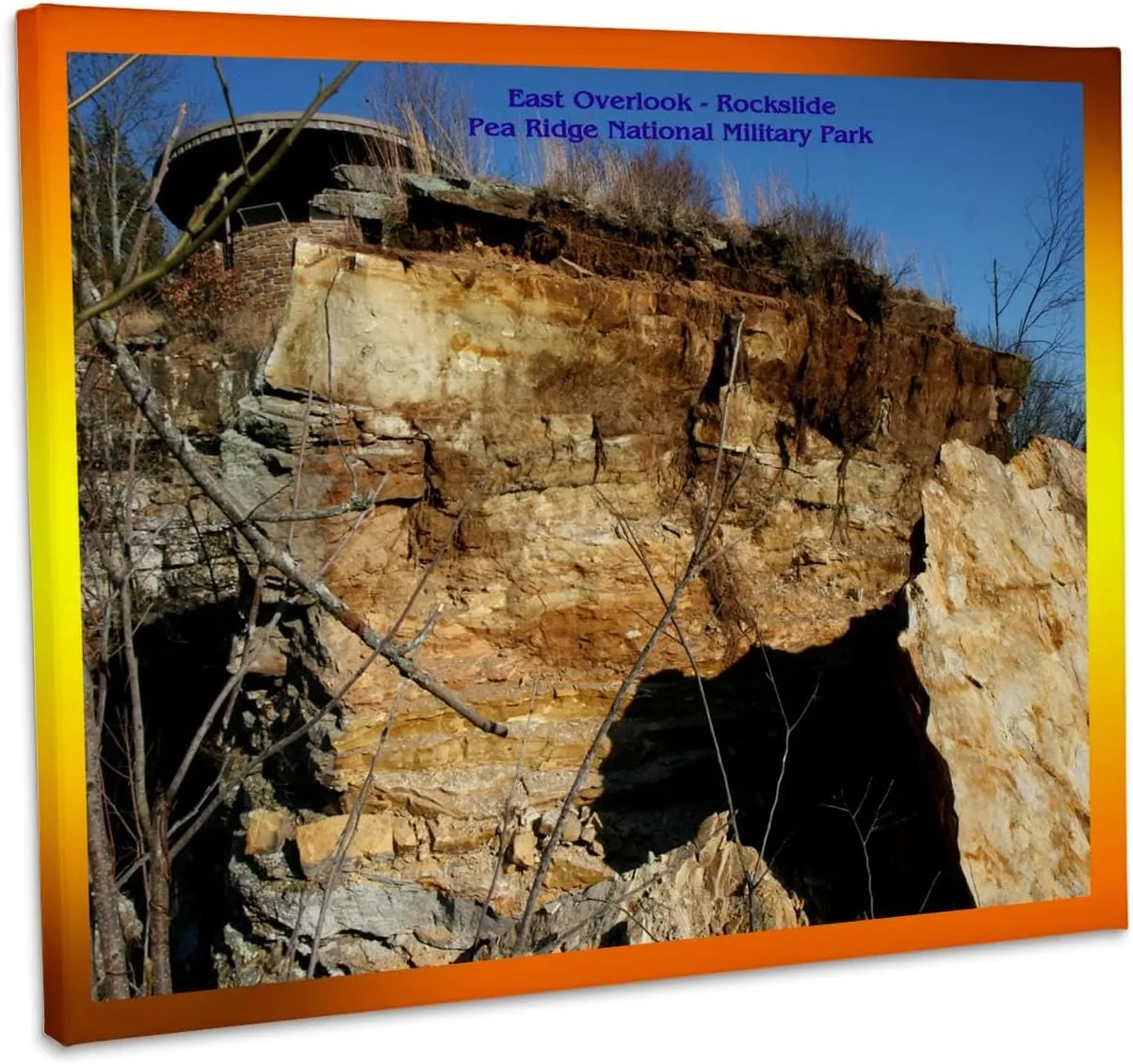 3dRose, Pea Ridge National Military Park - East Overlook - Rockslide, Museum Grade Canvas Wrap 20x16