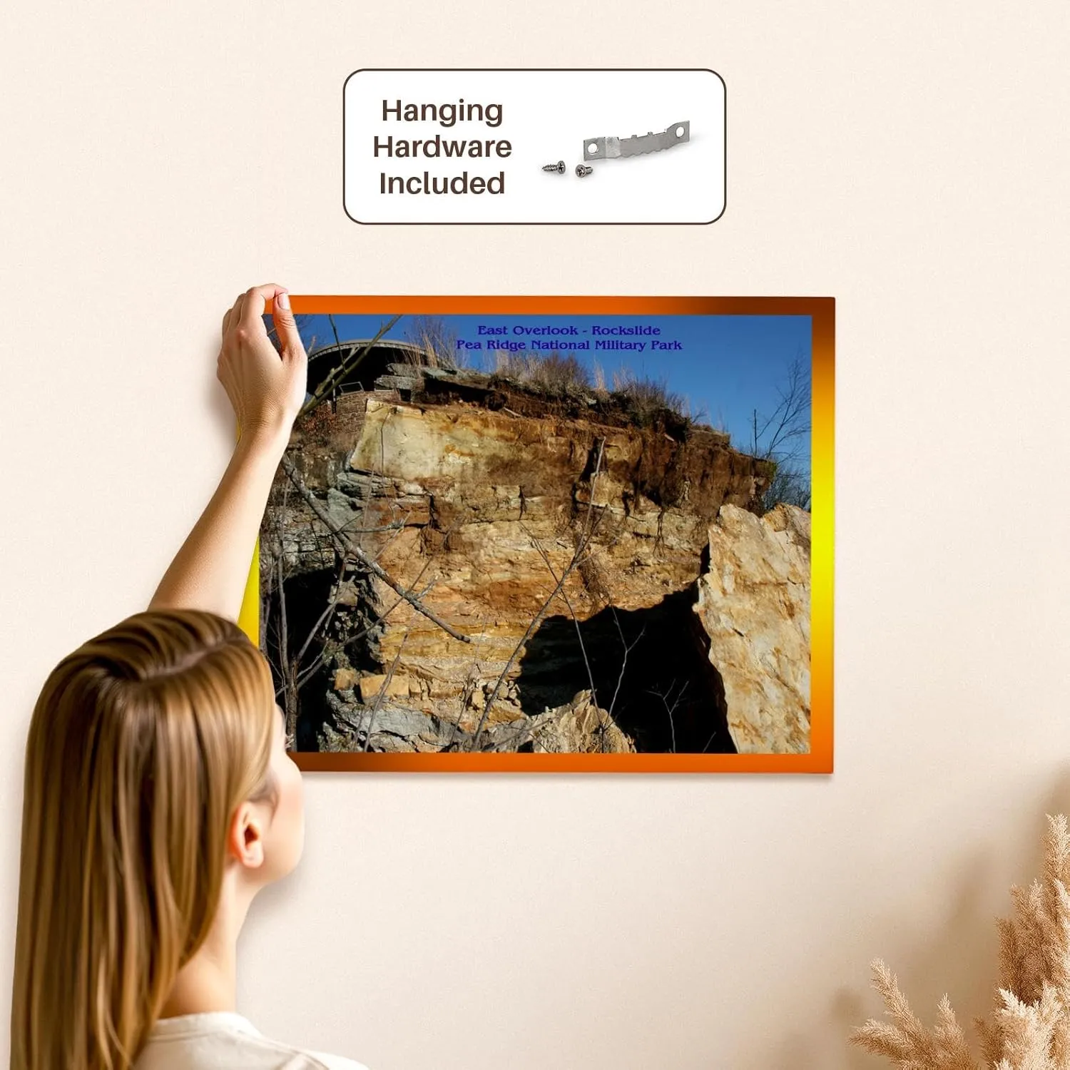 3dRose, Pea Ridge National Military Park - East Overlook - Rockslide, Museum Grade Canvas Wrap 20x16