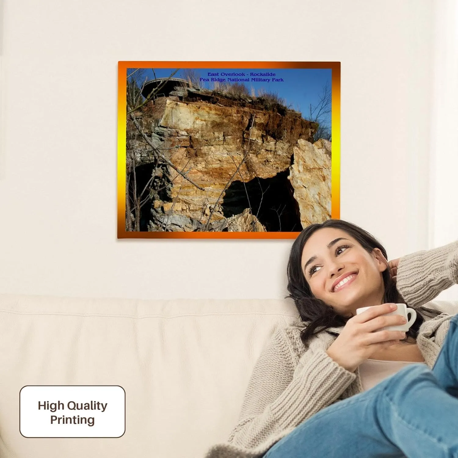 3dRose, Pea Ridge National Military Park - East Overlook - Rockslide, Museum Grade Canvas Wrap 20x16