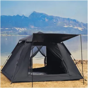 4-Person Waterproof Pop-Up Tent, 5000mm Sun Protection, Easy Setup, Large Family Tent for Camping, Hiking Backpacking