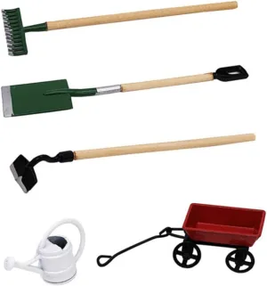 4 Sets Mini Gardening Tool Micro Garden Decor for Miniature House Accessories DIY Dollhouse Fairy Garden Creative for Imagination and Hands Fun