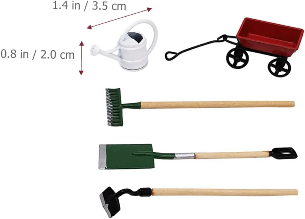 4 Sets Mini Gardening Tool Micro Garden Decor for Miniature House Accessories DIY Dollhouse Fairy Garden Creative for Imagination and Hands Fun