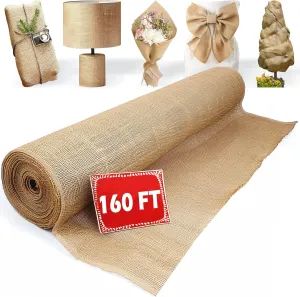 40“ x 160 Feet Burlap Roll Multipurpose Burlap Tree Wrap High Density Jute Fiber, Burlap Fabric for Gardening, Weed Barrier, Craft Projects and Party Decor