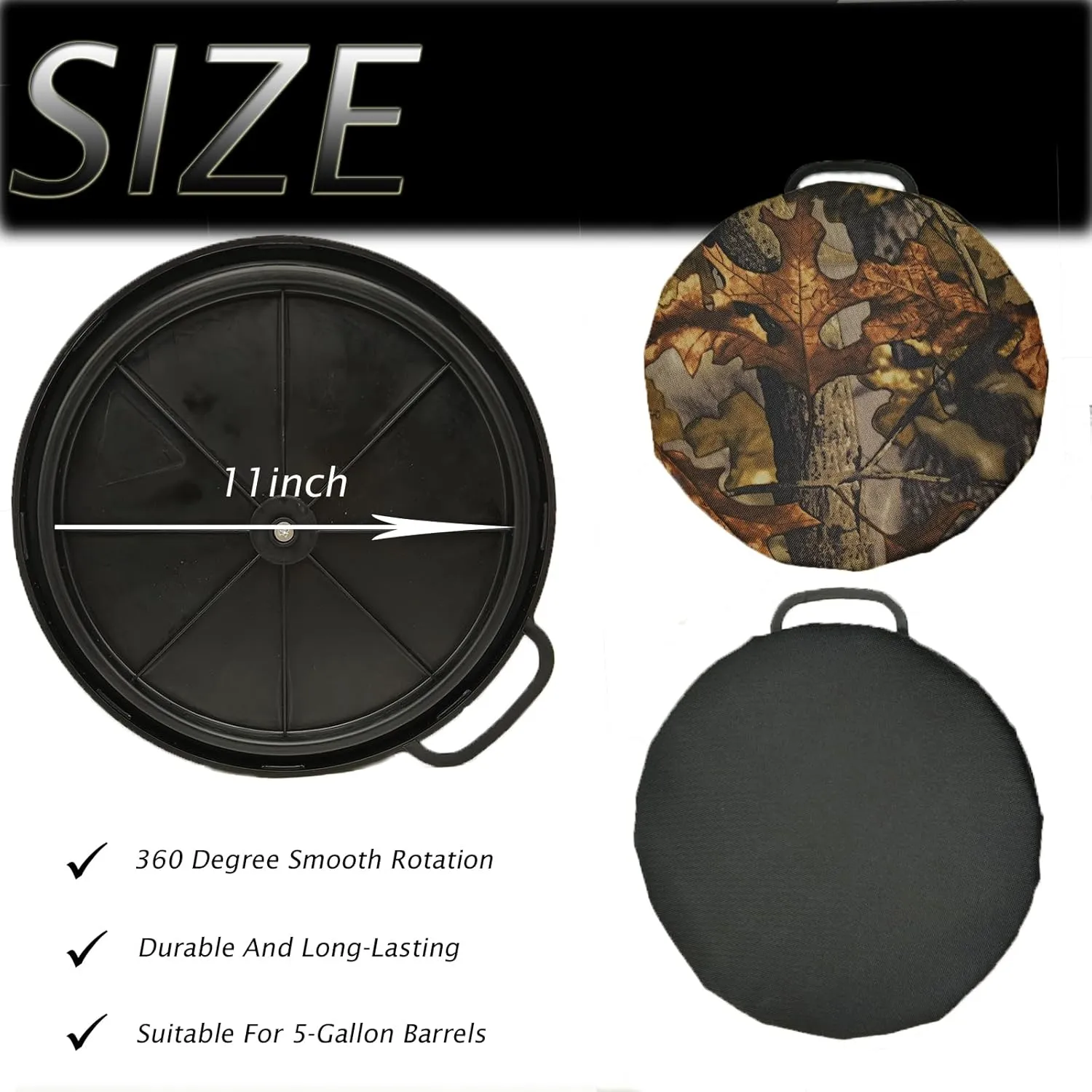 5 Gallon Bucket Seat Lid,Swivel Seat Cushion Bucket Seat Lid for Fishing, Gardening, Hunting and Camping (micai)