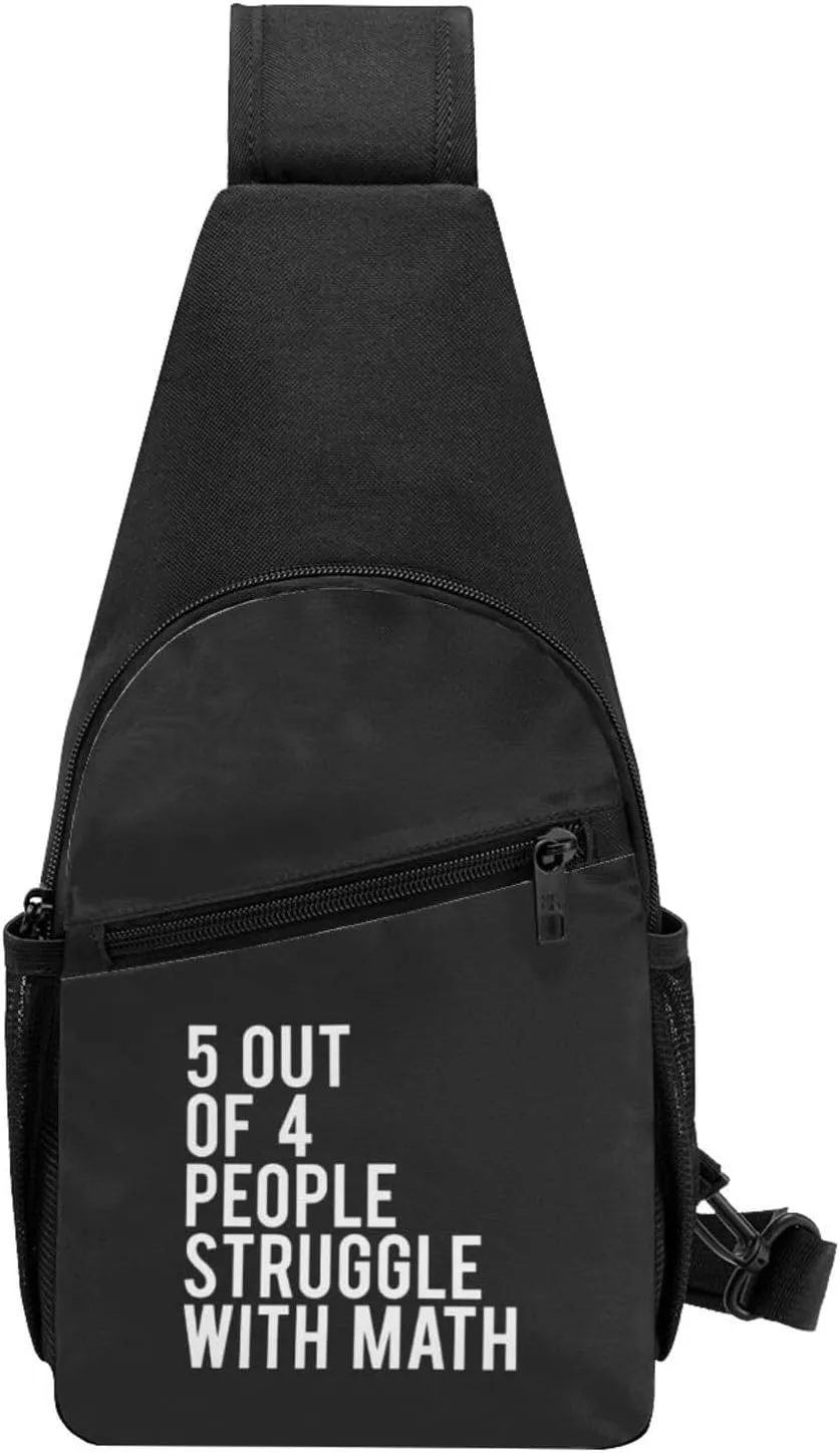 5 Out Of 4 People Struggle With Math Unisex Chest Bag Lightweight Crossbody Shoulder Bag Travel Pocket Black
