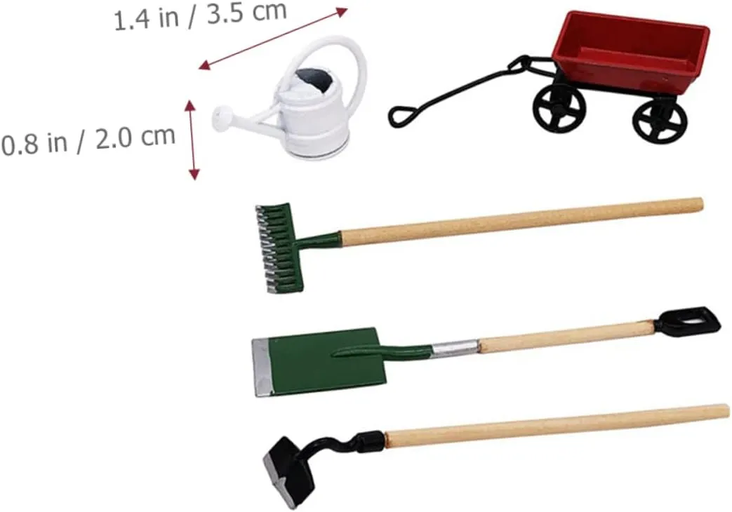 5 Sets Miniature Gardening Tool Doll House Accessories for Micro Garden Scene Decor Safe Material Creative Fairy Garden Kit for Imaginative Play