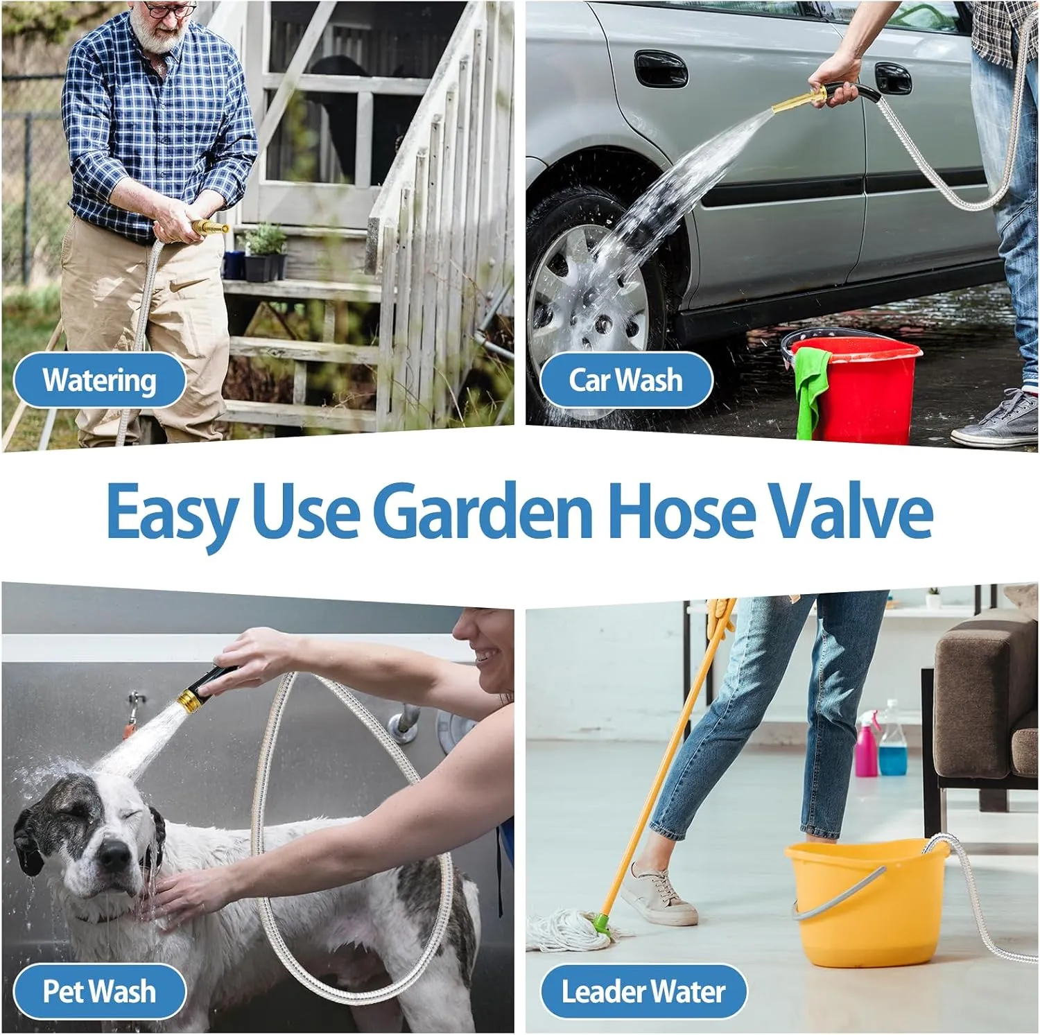 50 FT Garden Hose, 304 Stainless Steel Metal Heavy Duty Flexible Water Pipe, Kink Free, Durable, Lightweight for Yard, Outdoor with Rubber Grip