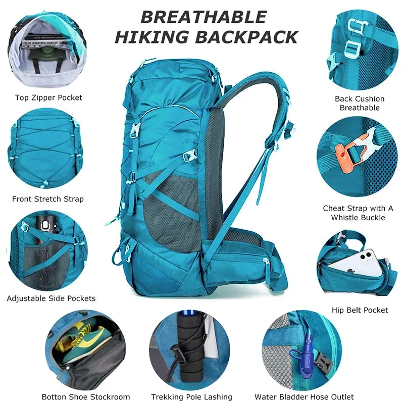 50L Hiking Backpack with Rain Cover: Versatile Outdoor Rucksack for Travel, Trekking, and Camping