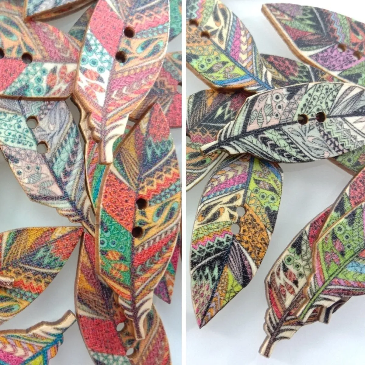50pcs 42mm Wooden Leaf Buttons Leaves Retro for Scrapbooking Handmade Clothes