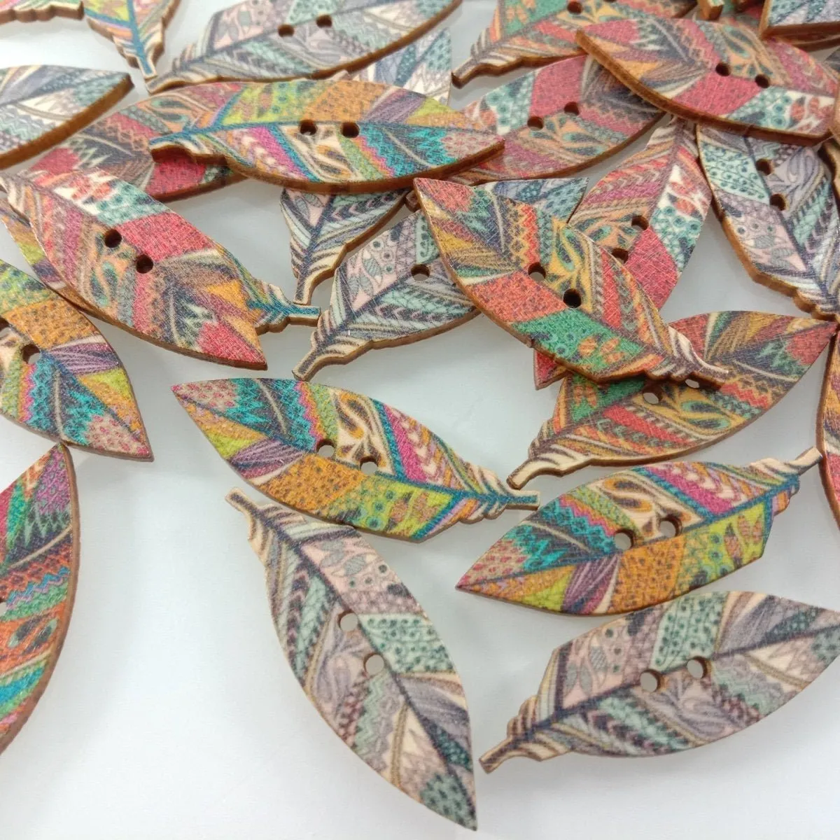 50pcs 42mm Wooden Leaf Buttons Leaves Retro for Scrapbooking Handmade Clothes