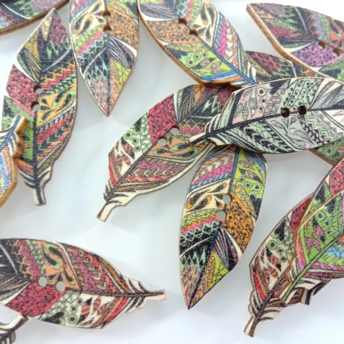 50pcs 42mm Wooden Leaf Buttons Leaves Retro for Scrapbooking Handmade Clothes
