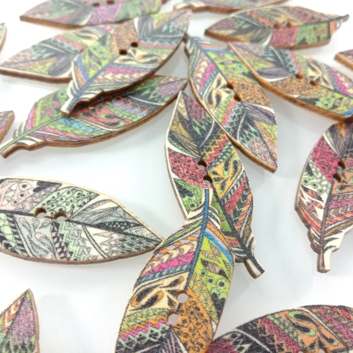 50pcs 42mm Wooden Leaf Buttons Leaves Retro for Scrapbooking Handmade Clothes