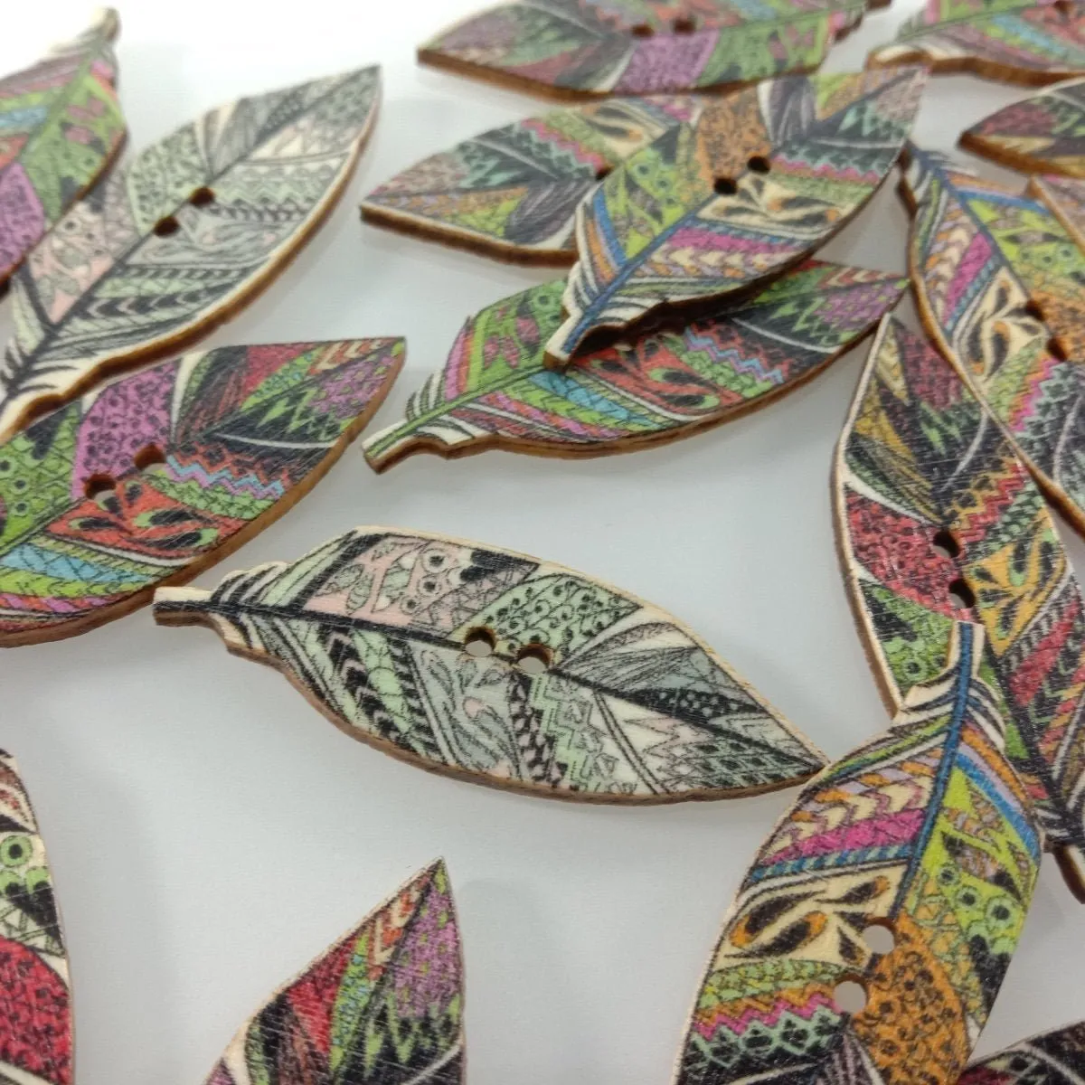 50pcs 42mm Wooden Leaf Buttons Leaves Retro for Scrapbooking Handmade Clothes