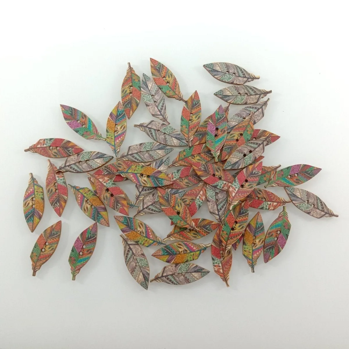 50pcs 42mm Wooden Leaf Buttons Leaves Retro for Scrapbooking Handmade Clothes