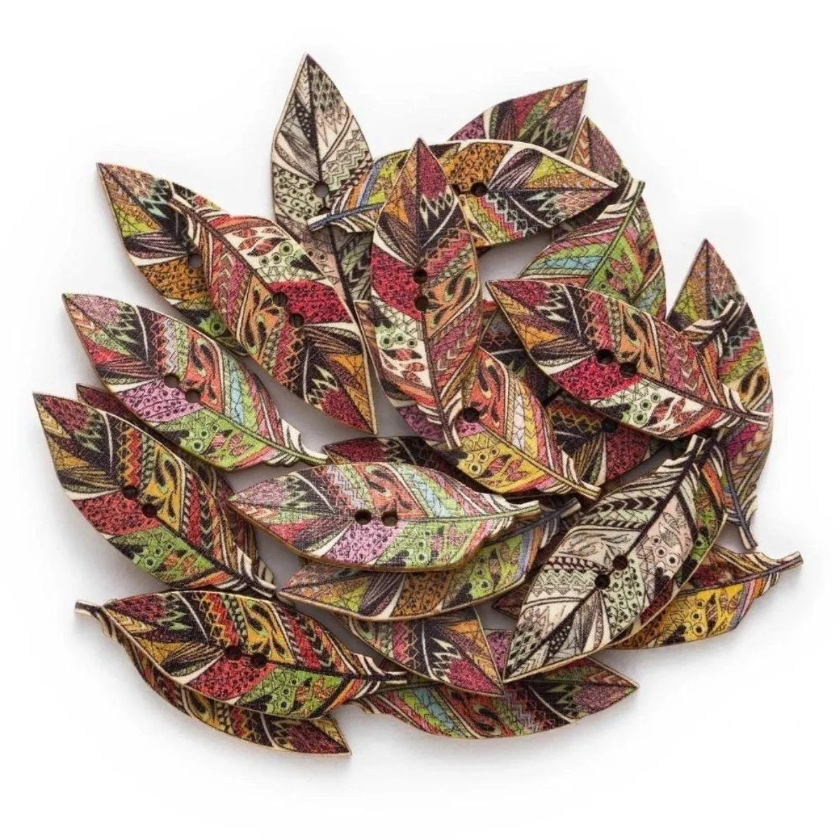 50pcs 42mm Wooden Leaf Buttons Leaves Retro for Scrapbooking Handmade Clothes