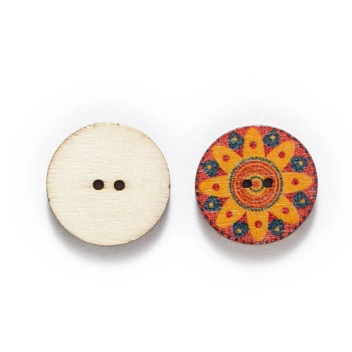 50pcs Retro Wood Buttons Handmade Clothes 15-25mm Sewing Scrapbook Clothing