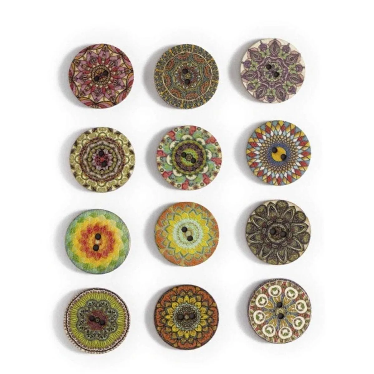 50pcs Retro Wood Buttons Handmade Clothes 15-25mm Sewing Scrapbook Clothing