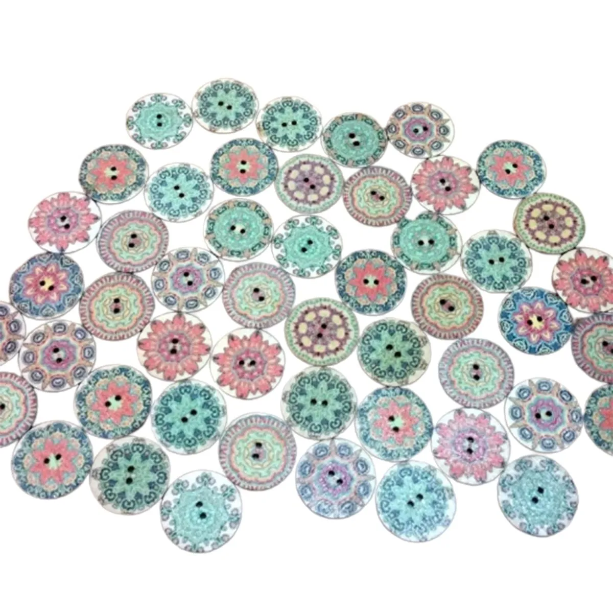 50x Retro Wooden Buttons for Scrapbooking and Handmade Clothes 15-25mm Set A