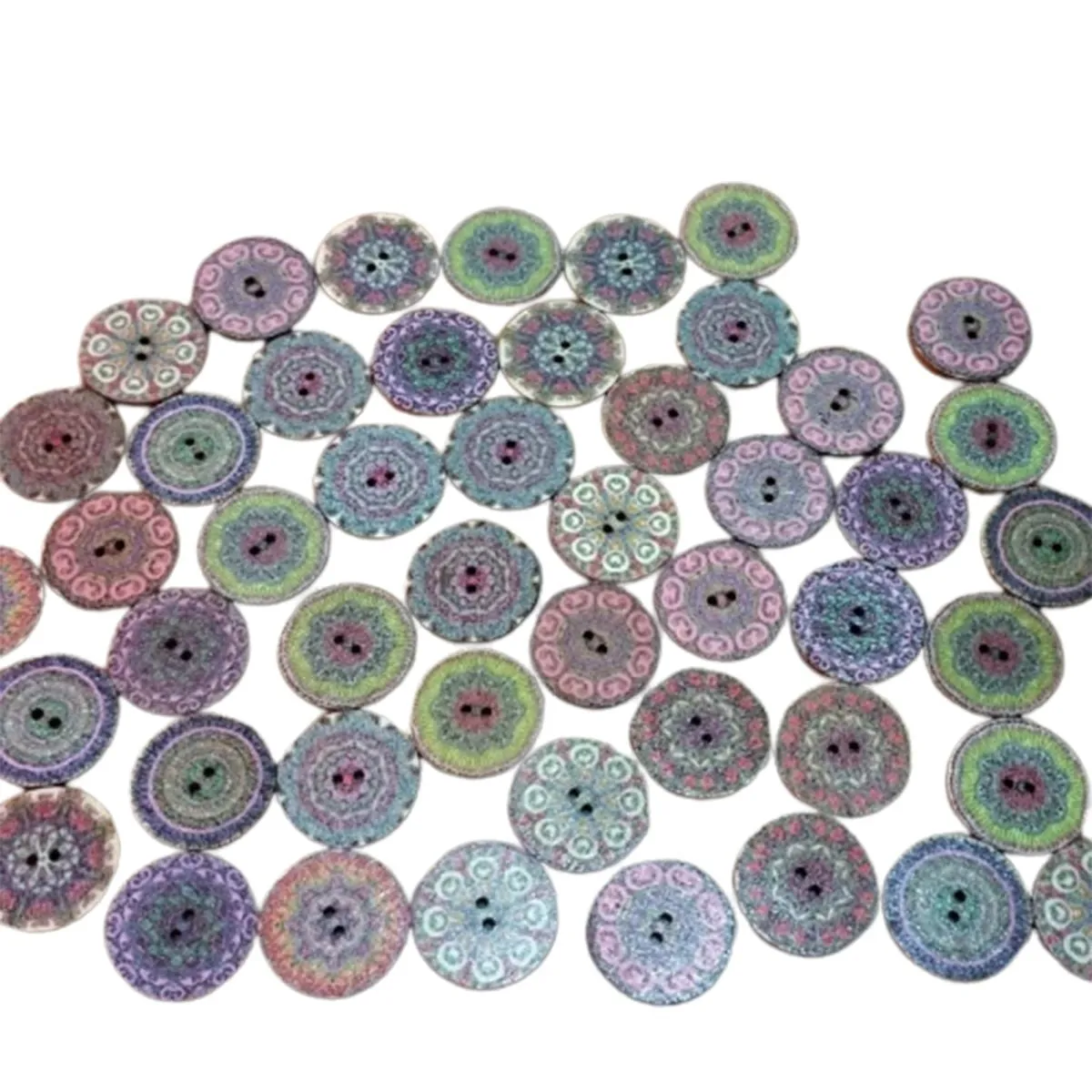 50x Retro Wooden Buttons for Scrapbooking and Handmade Clothes 15-25mm Set A