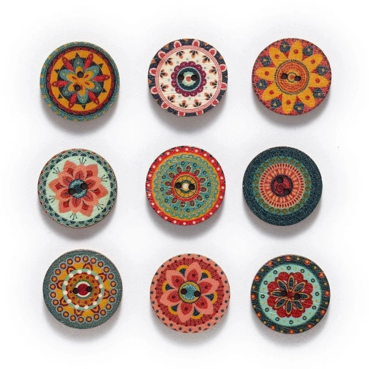 50x Retro Wooden Buttons for Scrapbooking and Handmade Clothes 15-25mm Set A
