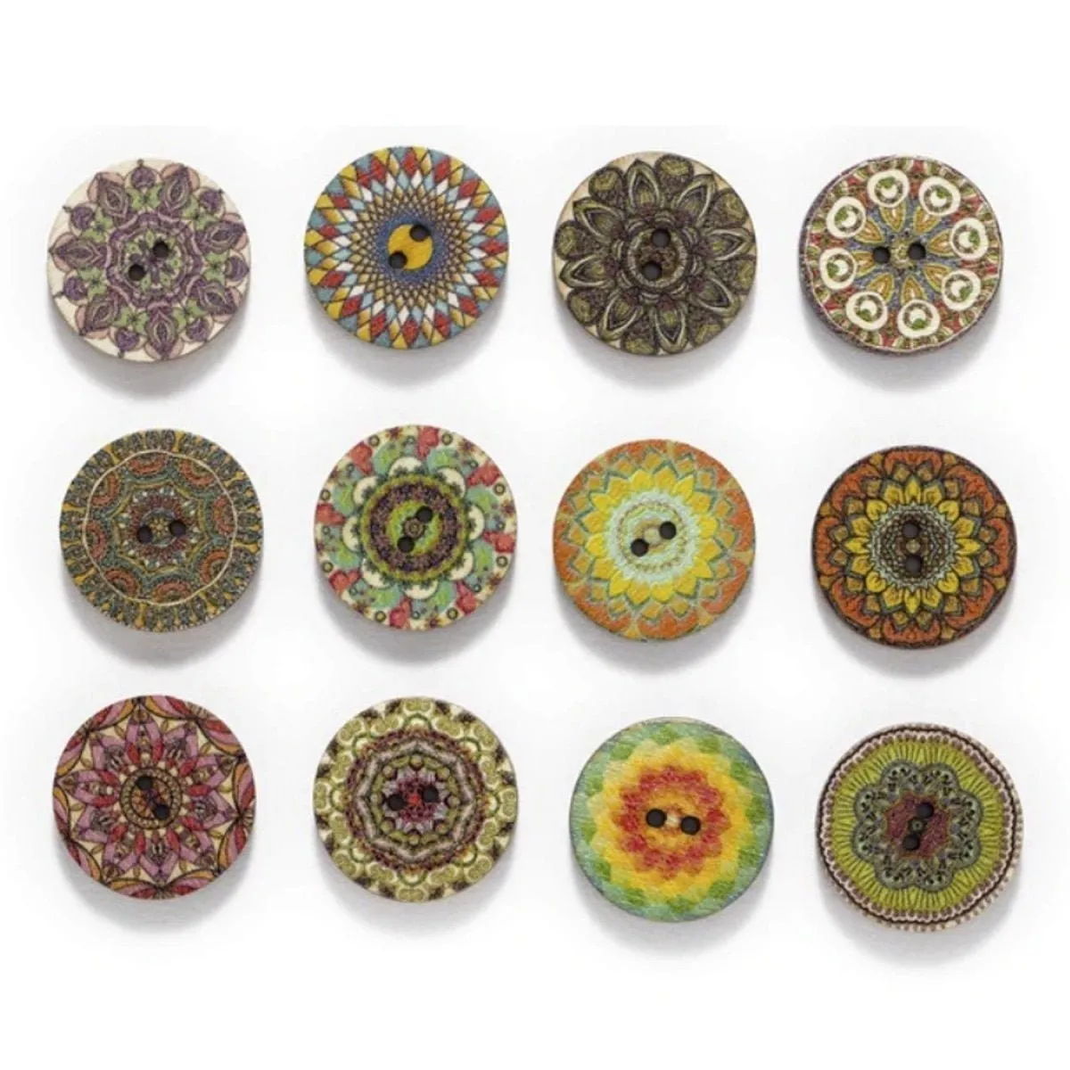 50x Retro Wooden Buttons for Scrapbooking and Handmade Clothes 15-25mm Set A