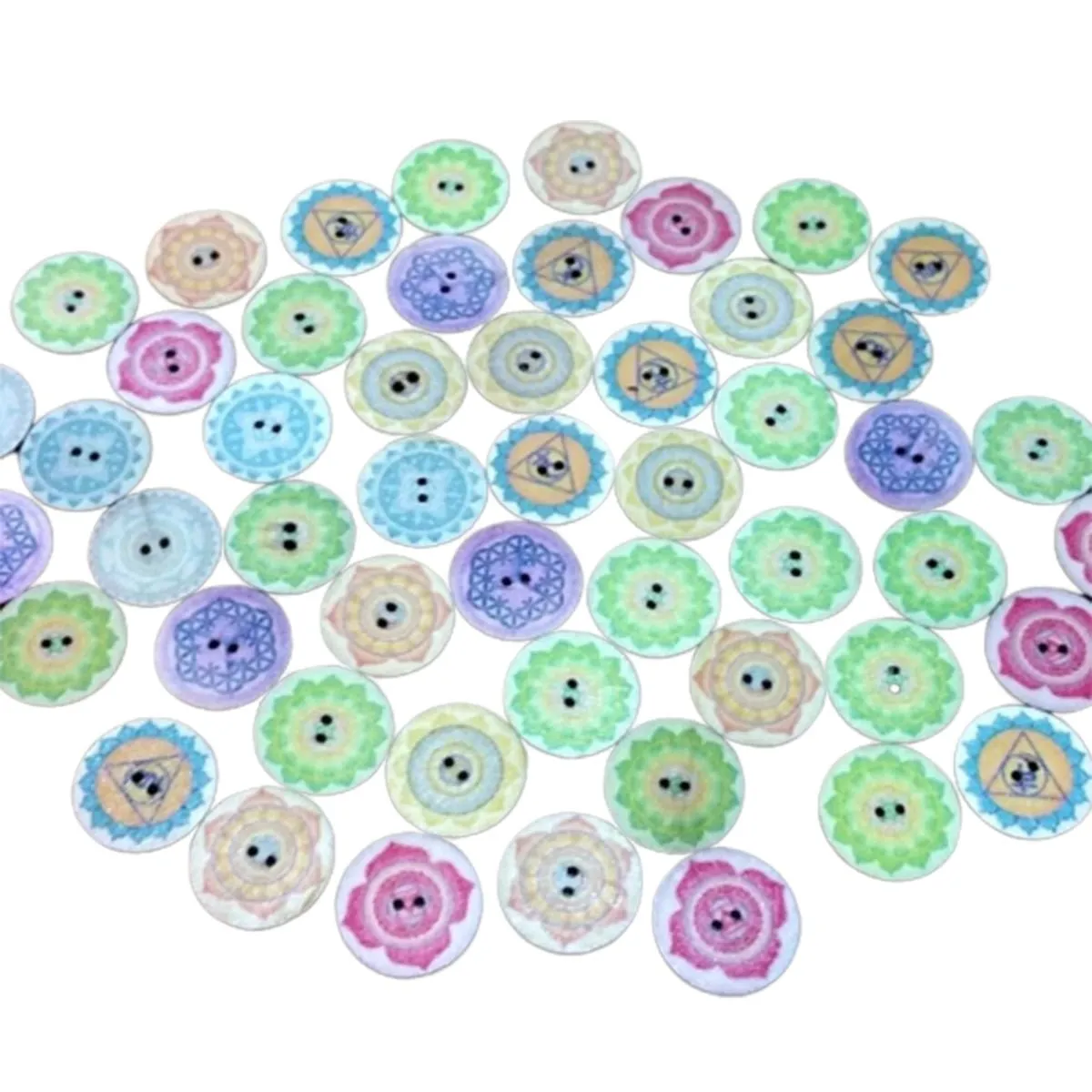 50x Retro Wooden Buttons for Scrapbooking and Handmade Clothes 15-25mm Set A