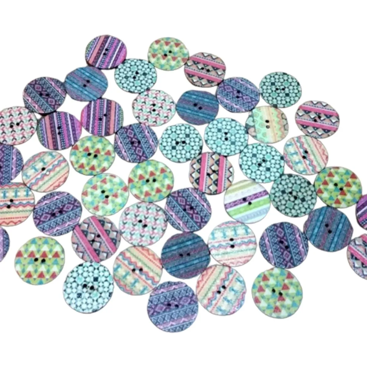 50x Retro Wooden Buttons for Scrapbooking and Handmade Clothes 15-25mm Set A