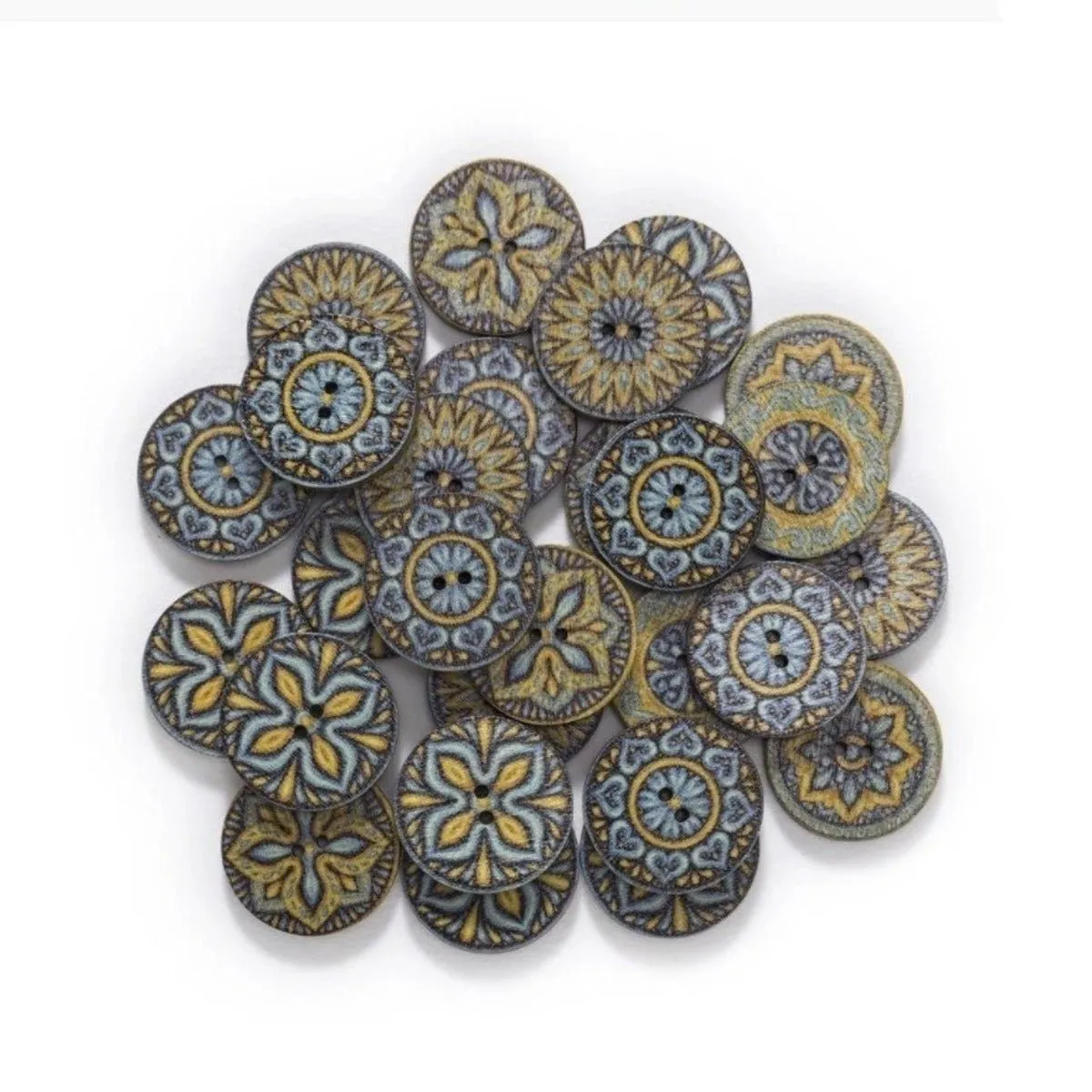 50x Retro Wooden Buttons for Scrapbooking and Handmade Clothes 15-25mm Set B