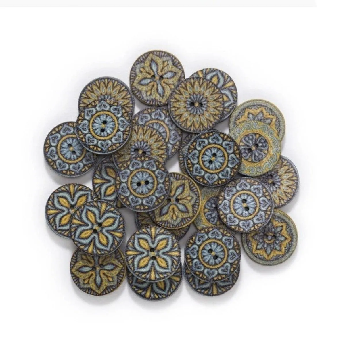 50x Retro Wooden Buttons for Scrapbooking and Handmade Clothes 15-25mm Set C