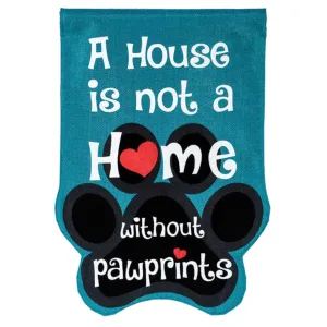 (55554) Paw Prints Garden Burlap Flag