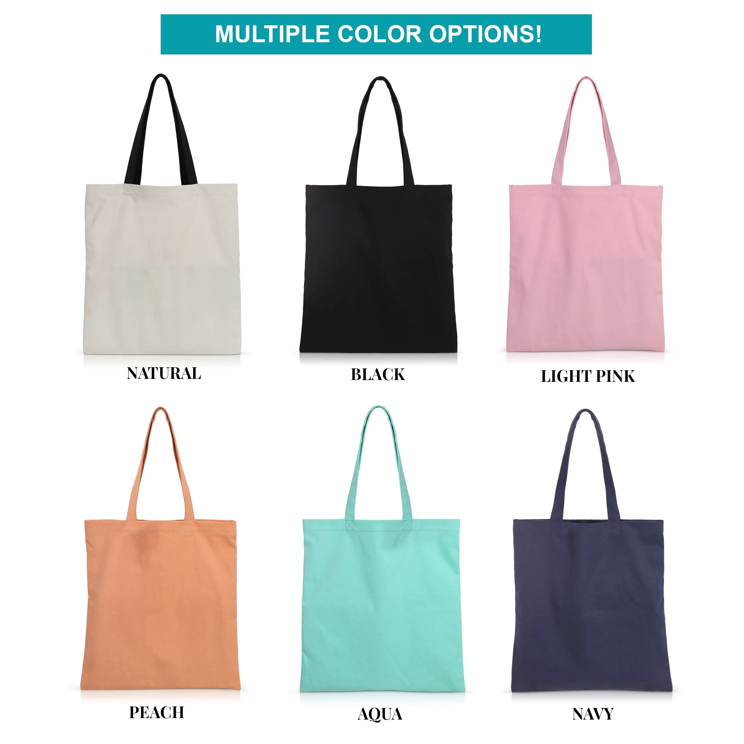 6 pcs Black Cotton Canvas Craft Totes