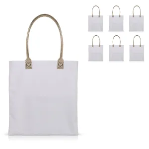 6 pcs White Cotton Canvas Craft Totes with Metallic Handles
