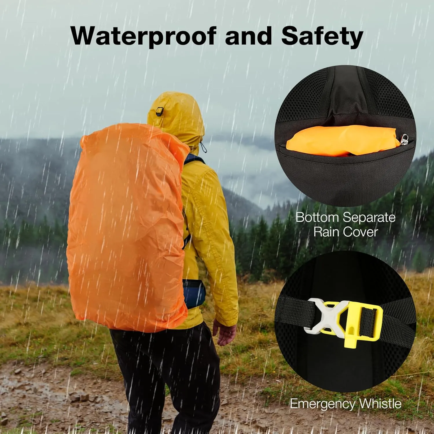 60L Hiking Backpack Men Women, Large Backpacking Backpack Packs, Waterproof Camping Bakcpacks Bag with Rain Cover, Camping Essentials for Trekking Travel, Blue