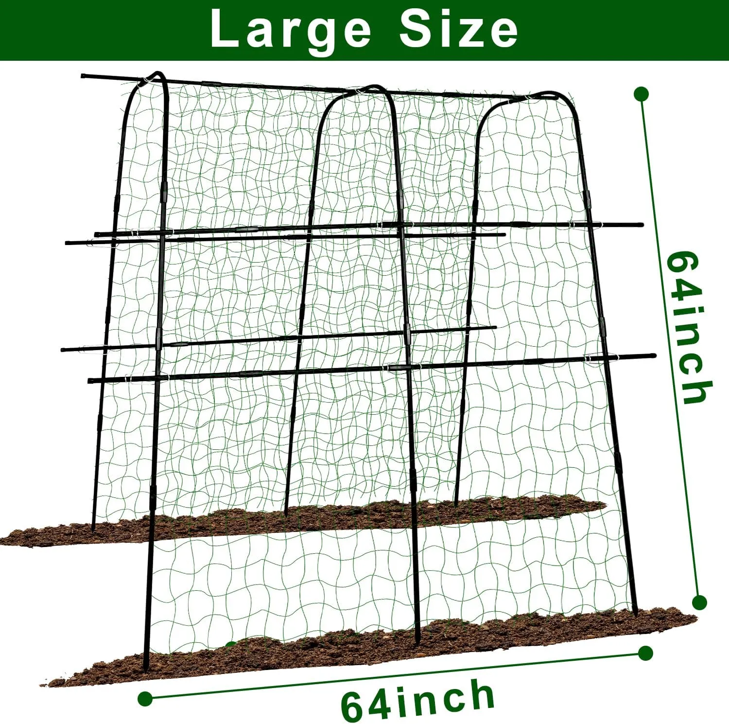 64 x 64 Inch Garden Cucumber Trellis Vegetable Arch Trellis Green Bean Pea Grape Tomato Squash Trellises for Raised Bed Climbing Plants Outdoor