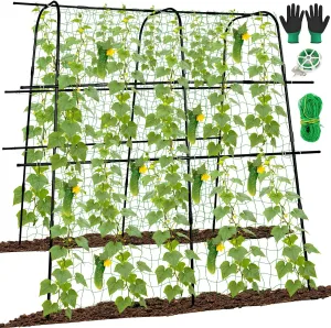 64 x 64 Inch Garden Cucumber Trellis Vegetable Arch Trellis Green Bean Pea Grape Tomato Squash Trellises for Raised Bed Climbing Plants Outdoor