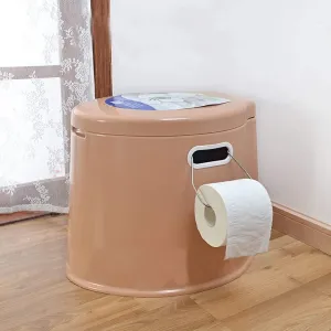 6L Large Portable Compact Toilet Potty Loo Ith Washable Basket and Toilet for Camping Pool Caravan Picnic Festivals Brown