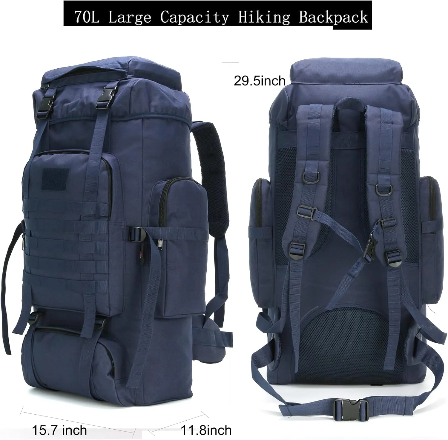 70l Hiking Backpack for Men Waterproof Military Camping Rucksack Travel Daypack