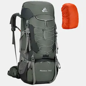 75L Camping Backpack with Rain Cover for Hiking, Climbing, and Mountaineering