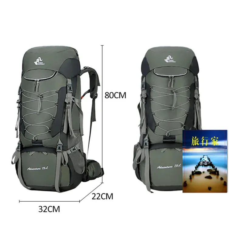 75L Camping Backpack with Rain Cover for Hiking, Climbing, and Mountaineering
