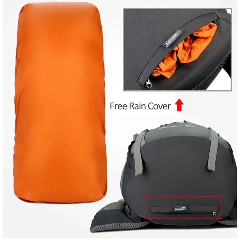 75L Camping Backpack with Rain Cover for Hiking, Climbing, and Mountaineering