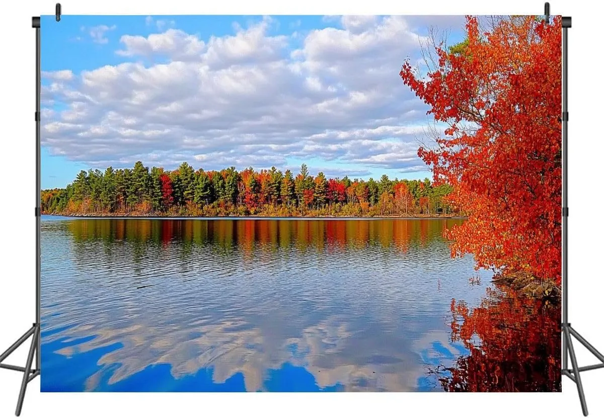 7x5FT Gatineau Park Autumn Landscape Photography Backdrop Background Cloth Portrait Photo Booth Studio Prop Banner Photographers Home Office Decor Supplies