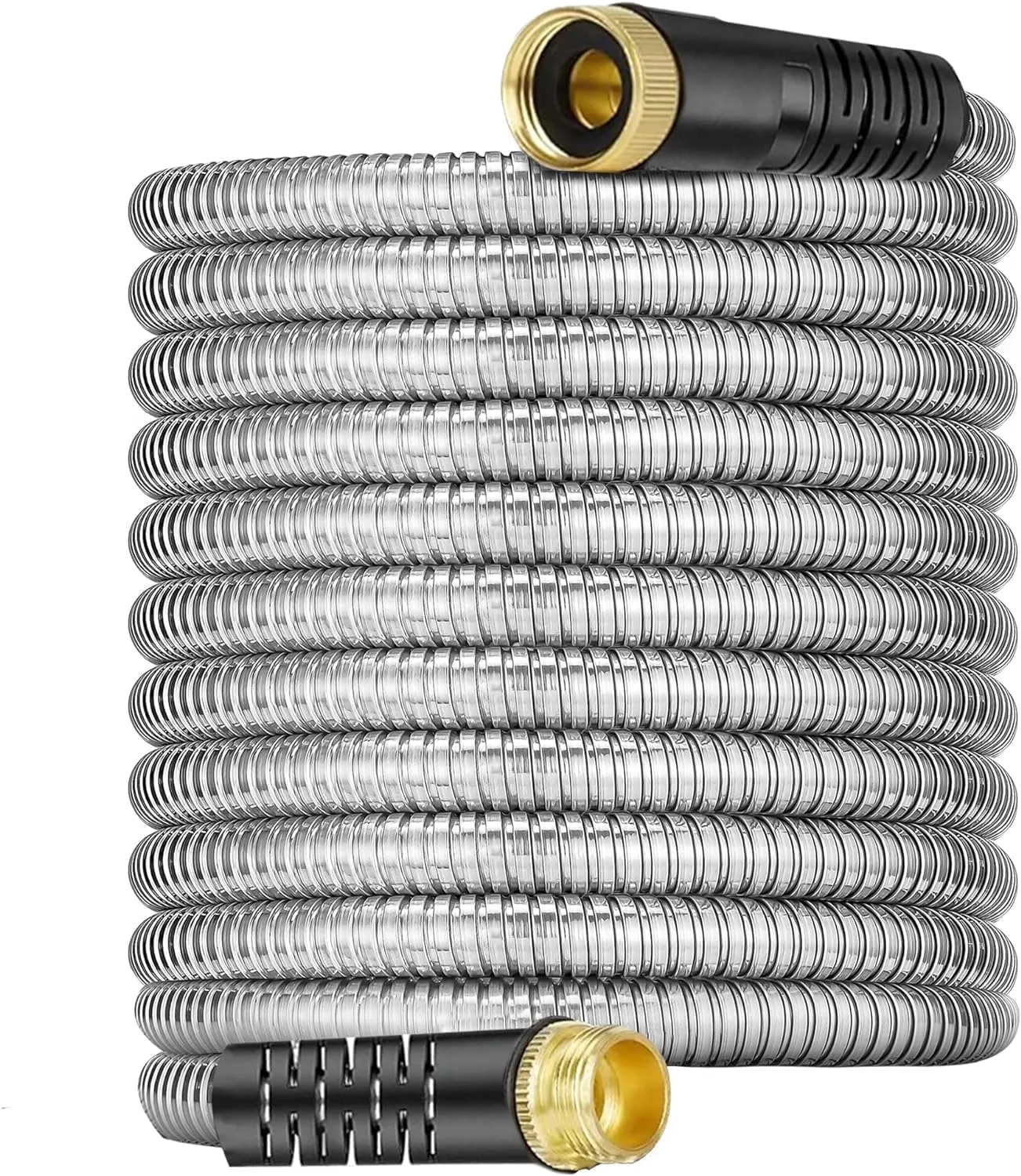 8 ft Stainless Steel Garden Hose - 2025 Upgraded Metal Water Hoses with 3/4" Solid Brass Fitting, Extra Strength Materials - Lightweight,Ultra Flexible,Durable,Kink-Less Water Hoses For Yard Camper