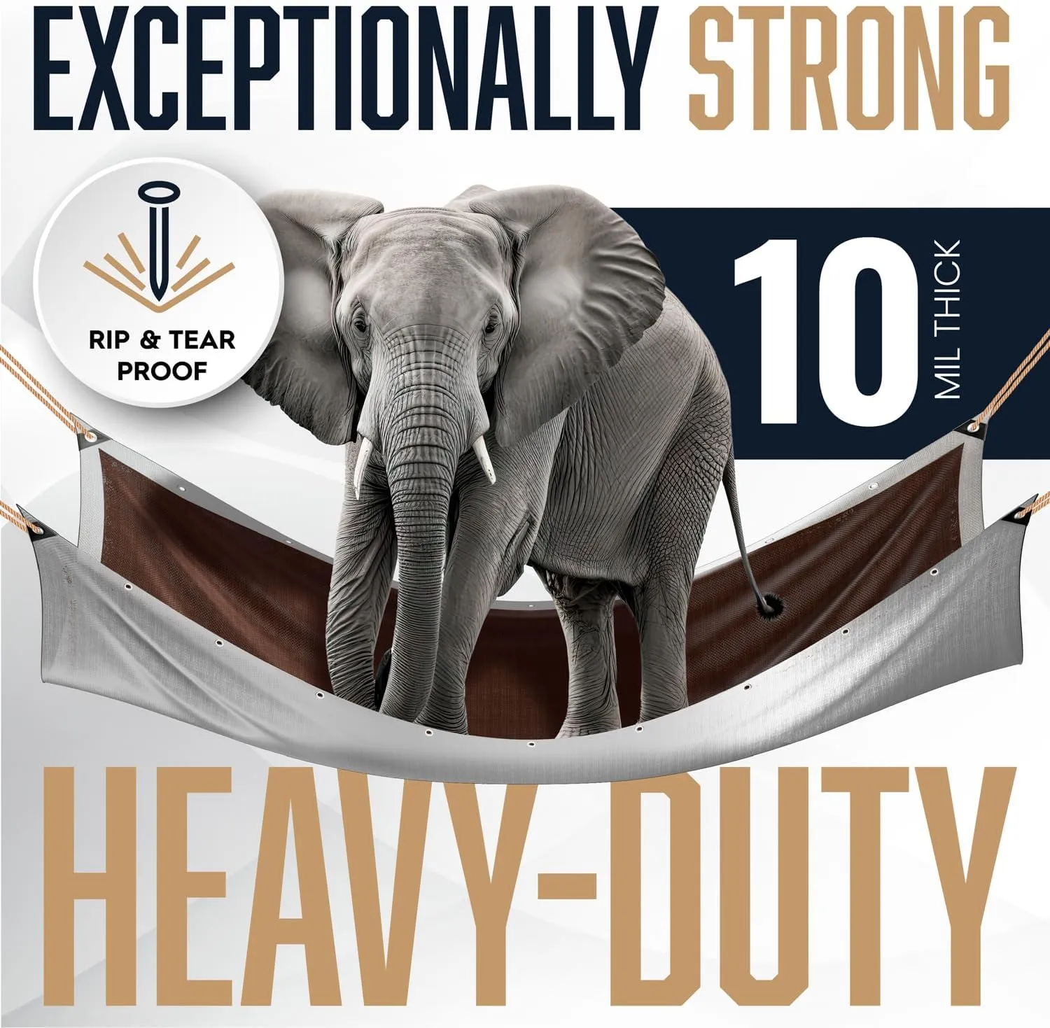 8x10 Heavy Duty Tarp, 10 Mil Thick, Waterproof, Tear & Fade Resistant, High Durability, UV Treated, Grommets Every 18 Inches. (Silver/Brown - Reversible) (8 x 10 Feet)
