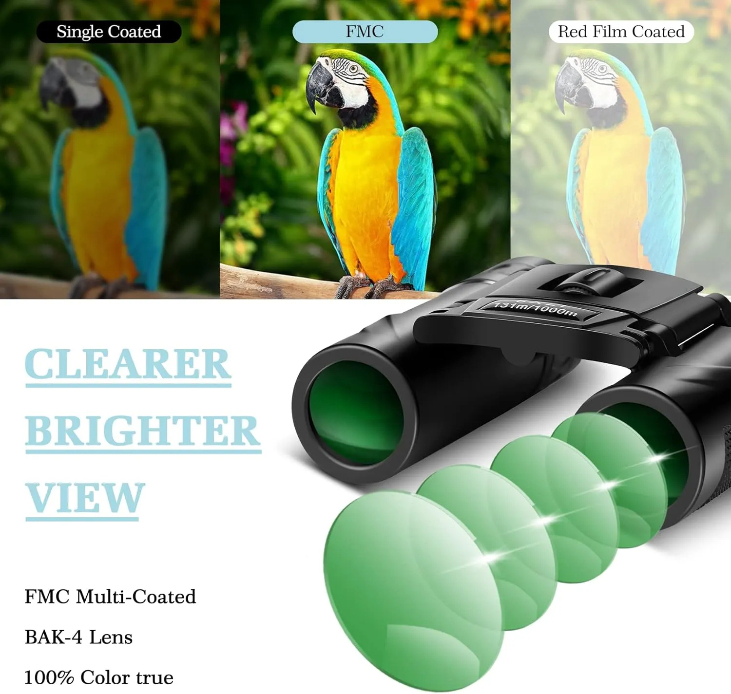 8x21 Mini Lightweight Binoculars, Compact Pocket Binocularsfor Adults Kids, Small Protable Binoculars for Bird Watching Travel Opera Theater Sports Scenery (Red)