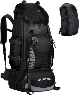90L Hiking Backpack, Waterproof Camping Bag with Rain Cover, Lightweight Backpacking Back Pack