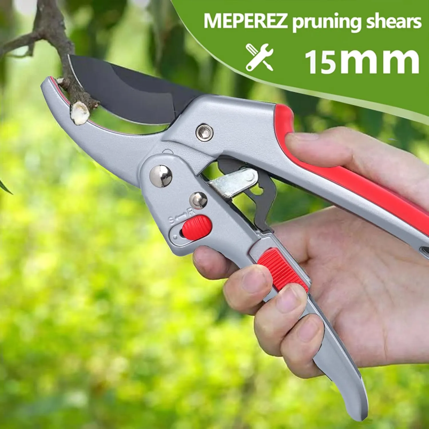 Adjustable Germany Pruners, Arthritis Weak Hand Snips, Work 3 Times Easier, 1-Inch Cut Capacity Garden Clippers, Ergonomic handle, Rust resistant, high strength steel, Sharp