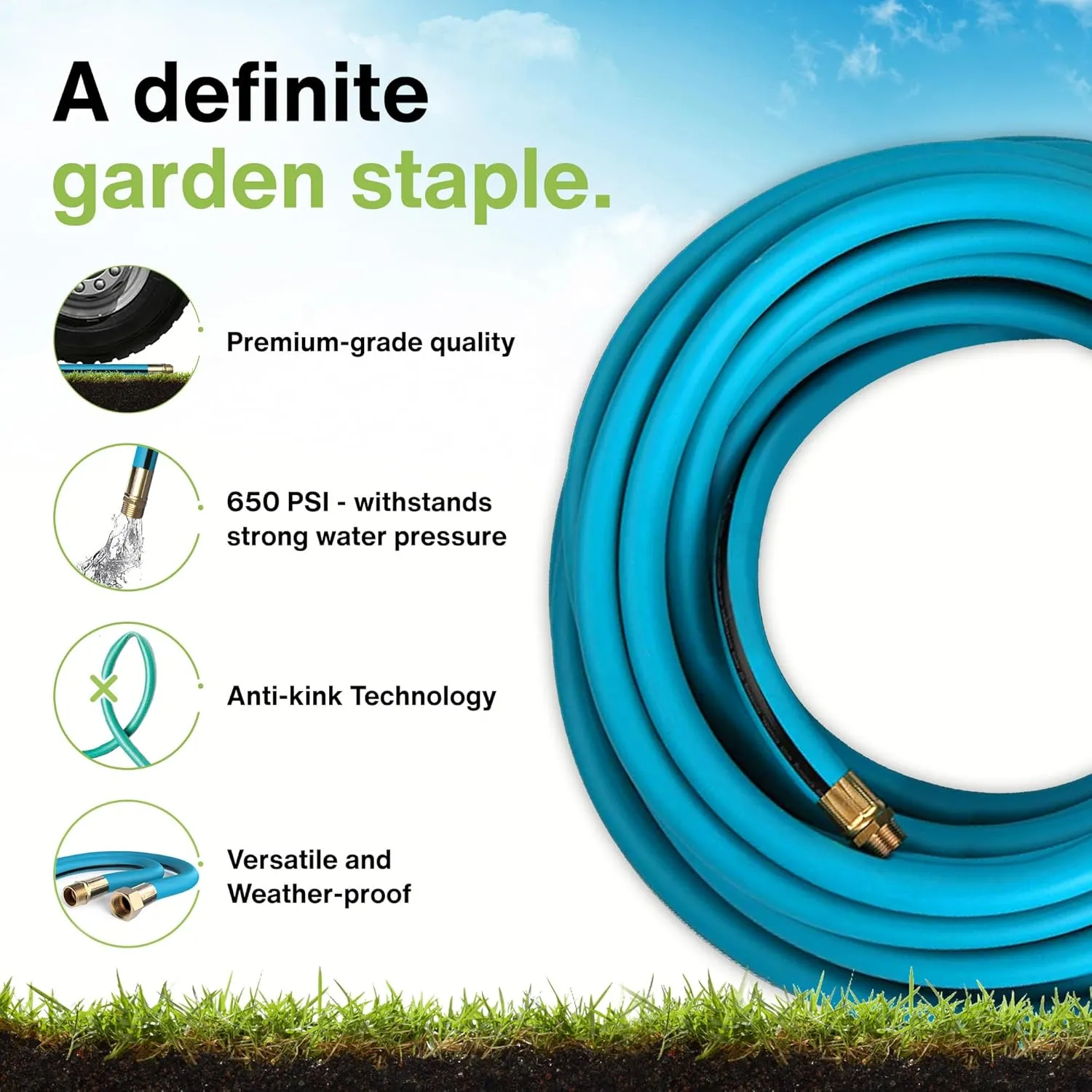 AEROMIXER 25FT Industrial Water Hose - 3/4 Inch, 650 PSI Heavy Duty Garden Hose - Commercial Grade - (1 Hose)