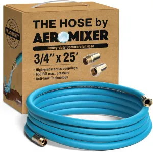 AEROMIXER 25FT Industrial Water Hose - 3/4 Inch, 650 PSI Heavy Duty Garden Hose - Commercial Grade - (1 Hose)