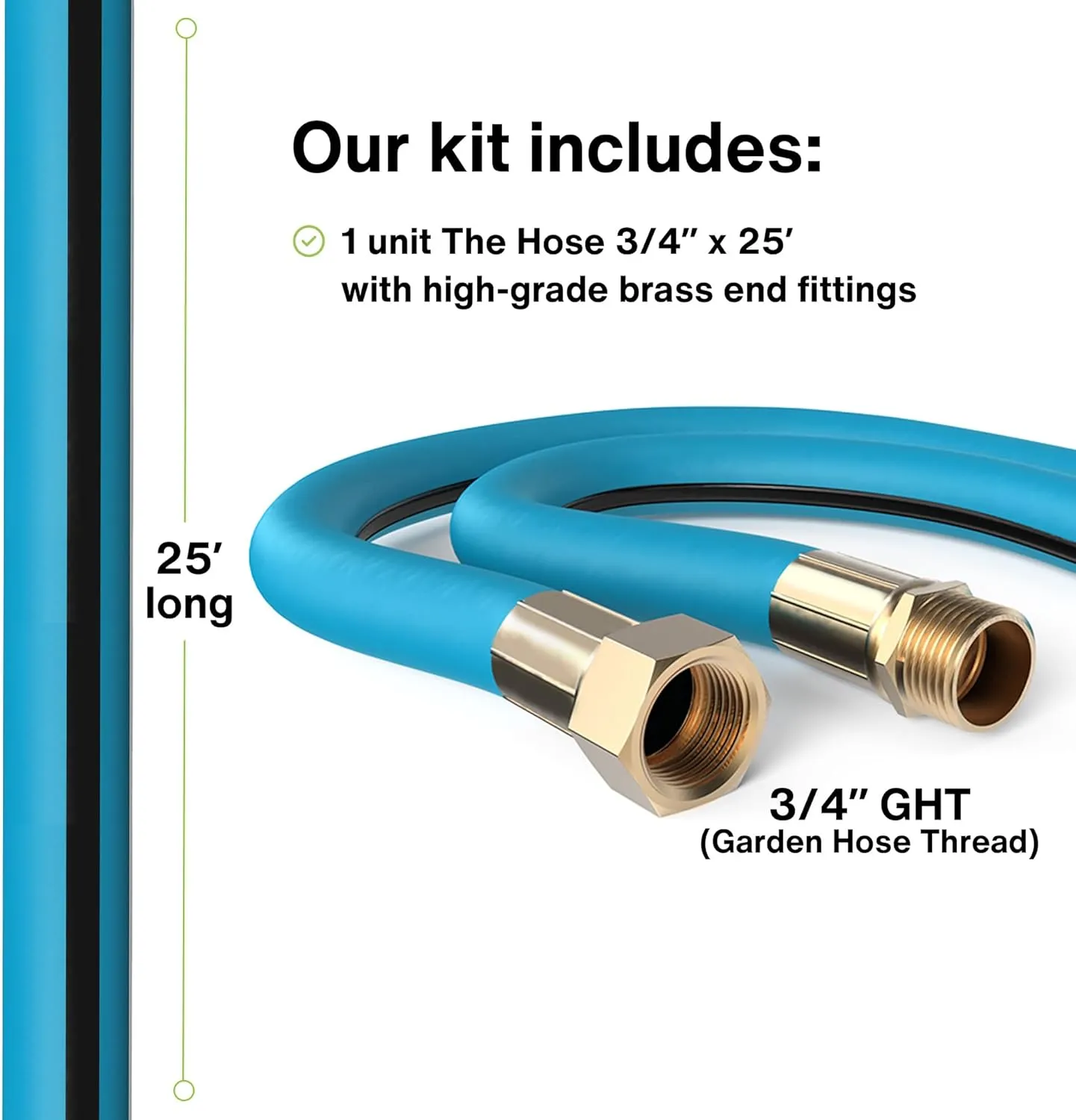 AEROMIXER 25FT Industrial Water Hose - 3/4 Inch, 650 PSI Heavy Duty Garden Hose - Commercial Grade - (1 Hose)